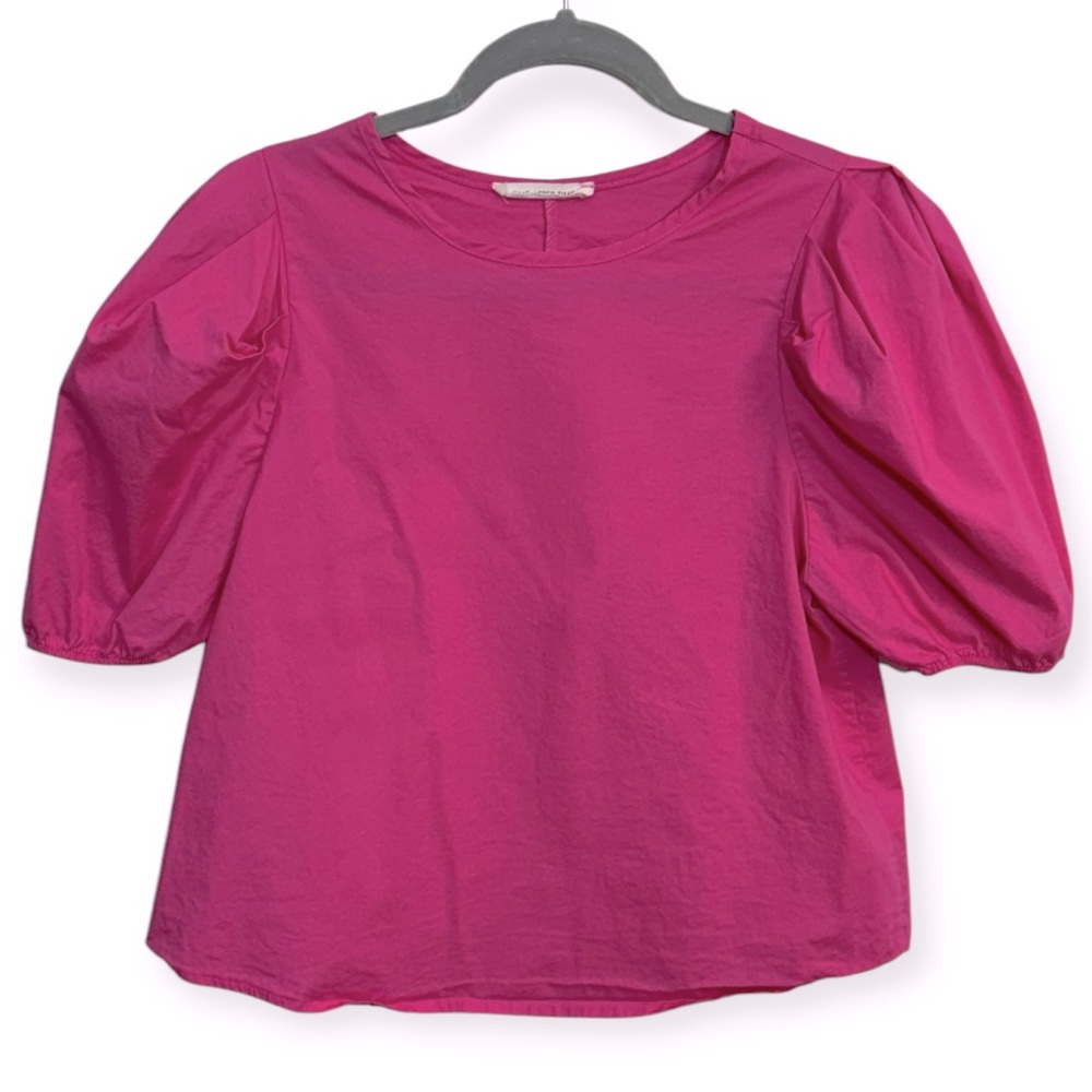 Time After Time Pink Puff Sleeve Blouse with Round Neckline‎ S